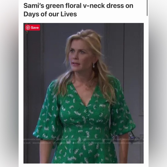 Maje Rizelle Floral Empire Waist Woven Mini Dress 34 Green - Picture 11 of 13